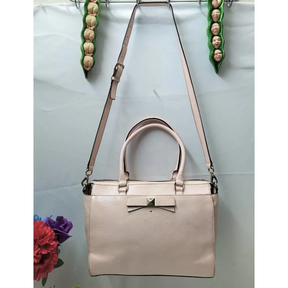 Kate Spade Court Jeanne Beacon Pink Leather Double Handles Satchel Bag